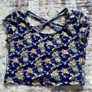 floral crop top with criss cross back